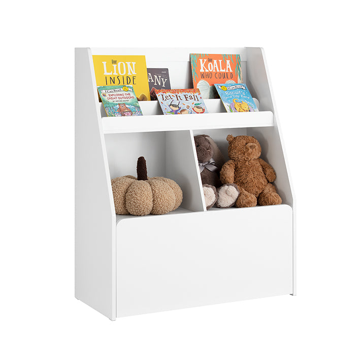 Prévente | SoBuy | Étagère pour enfants avec 1 coffre à jouets | Bibliothèque | Étagère de rangement pour enfants | KMB83-W