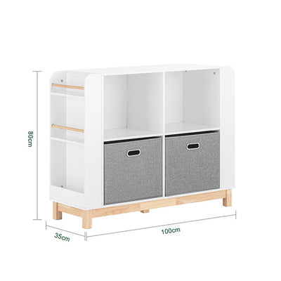 SoBuy | Étagère pour enfants | Bibliothèque | Meuble de rangement pour enfants | Blanc-Naturel | KMB85-W