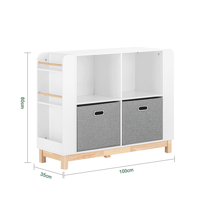 SoBuy | Scaffale per bambini | Libreria | Mobile contenitore per bambini | Bianco-Naturale | KMB85-W