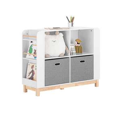 SoBuy | Étagère pour enfants | Bibliothèque | Meuble de rangement pour enfants | Blanc-Naturel | KMB85-W
