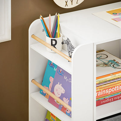 SoBuy | Étagère pour enfants | Bibliothèque | Meuble de rangement pour enfants | Blanc-Naturel | KMB85-W