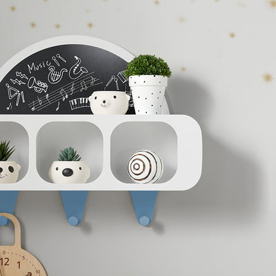 SoBuy | Armoire enfant avec tableau noir semi-circulaire | Étagère enfant | Armoire murale | Étagère suspendue | Blanc-Bleu | KMB86-W 