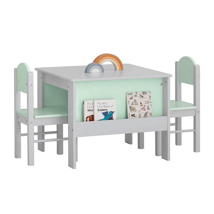 SoBuy | Tavolo per bambini con sedie | Set da tavolo e sedie per bambini | Tavolo da gioco e attività per bambini | Grigio chiaro | KMB88-HG