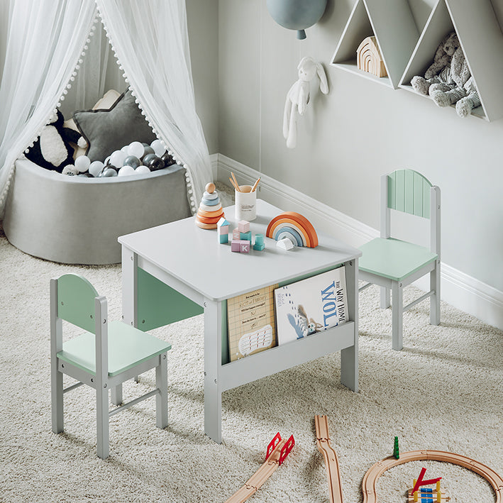 SoBuy | Tavolo per bambini con sedie | Set da tavolo e sedie per bambini | Tavolo da gioco e attività per bambini | Grigio chiaro | KMB88-HG
