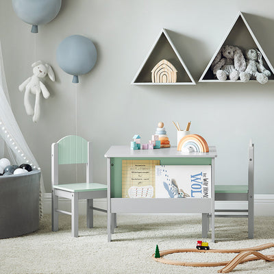 SoBuy | Table et Chaises pour Enfants | Ensemble Table et Chaises Enfant | Table de Dessin pour Enfants | Gris Clair | KMB88-HG
