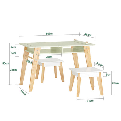 SoBuy | Table et 2 Chaises Enfants | Ensemble Table Chaise Enfant | Table de Jeu Enfant | Table d'Activités pour Enfant | Blanc-Vert | KMB92-GR