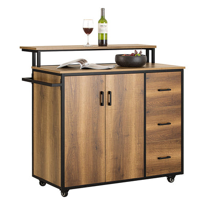 SoBuy | Carrello da cucina con piano di lavoro | Isola da cucina | Armadietto da cucina | KNL02-PF
