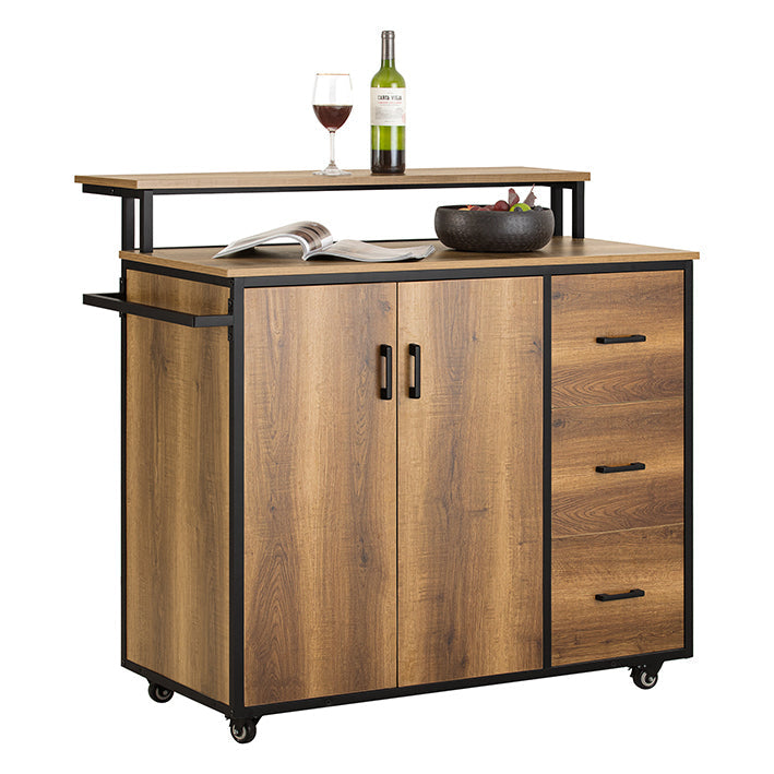 SoBuy | Carrello da cucina con piano di lavoro | Isola da cucina | Armadietto da cucina | KNL02-PF