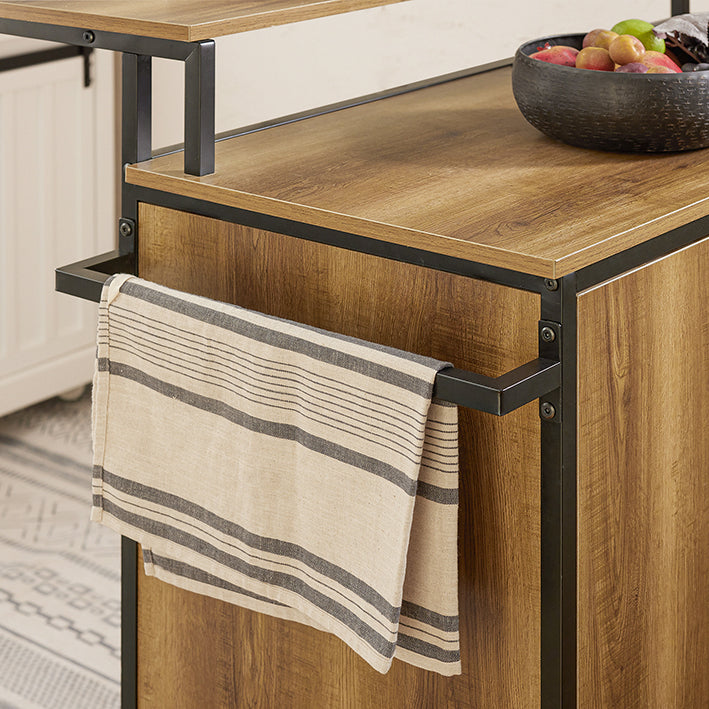 SoBuy | Carrello da cucina con piano di lavoro | Isola da cucina | Armadietto da cucina | KNL02-PF