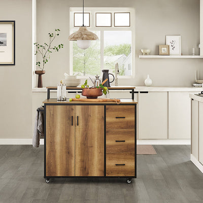SoBuy | Carrello da cucina con piano di lavoro | Isola da cucina | Armadietto da cucina | KNL02-PF