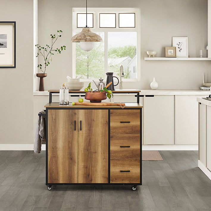 SoBuy | Carrello da cucina con piano di lavoro | Isola da cucina | Armadietto da cucina | KNL02-PF