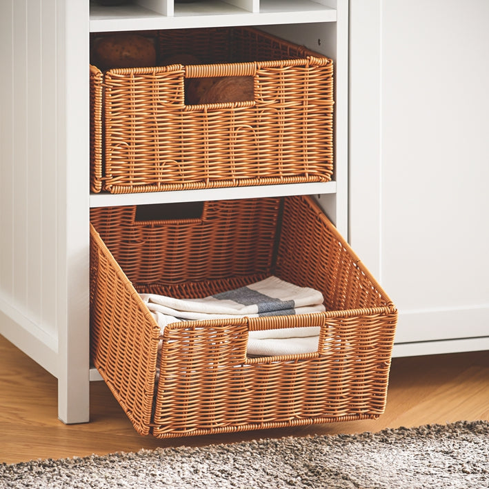 SoBuy | Îlot de cuisine avec 2 paniers en rotin | Meuble de cuisine | Buffet | Commode | Buffet | KNL05-W 