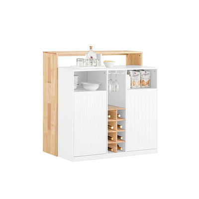 SoBuy | Isola da cucina | Credenza da cucina | Madia | Tavolo da bar | Tavolo da pranzo | Bianco-Natura | KNL07-WN