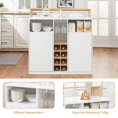 SoBuy | Isola da cucina | Credenza da cucina | Madia | Tavolo da bar | Tavolo da pranzo | Bianco-Natura | KNL07-WN