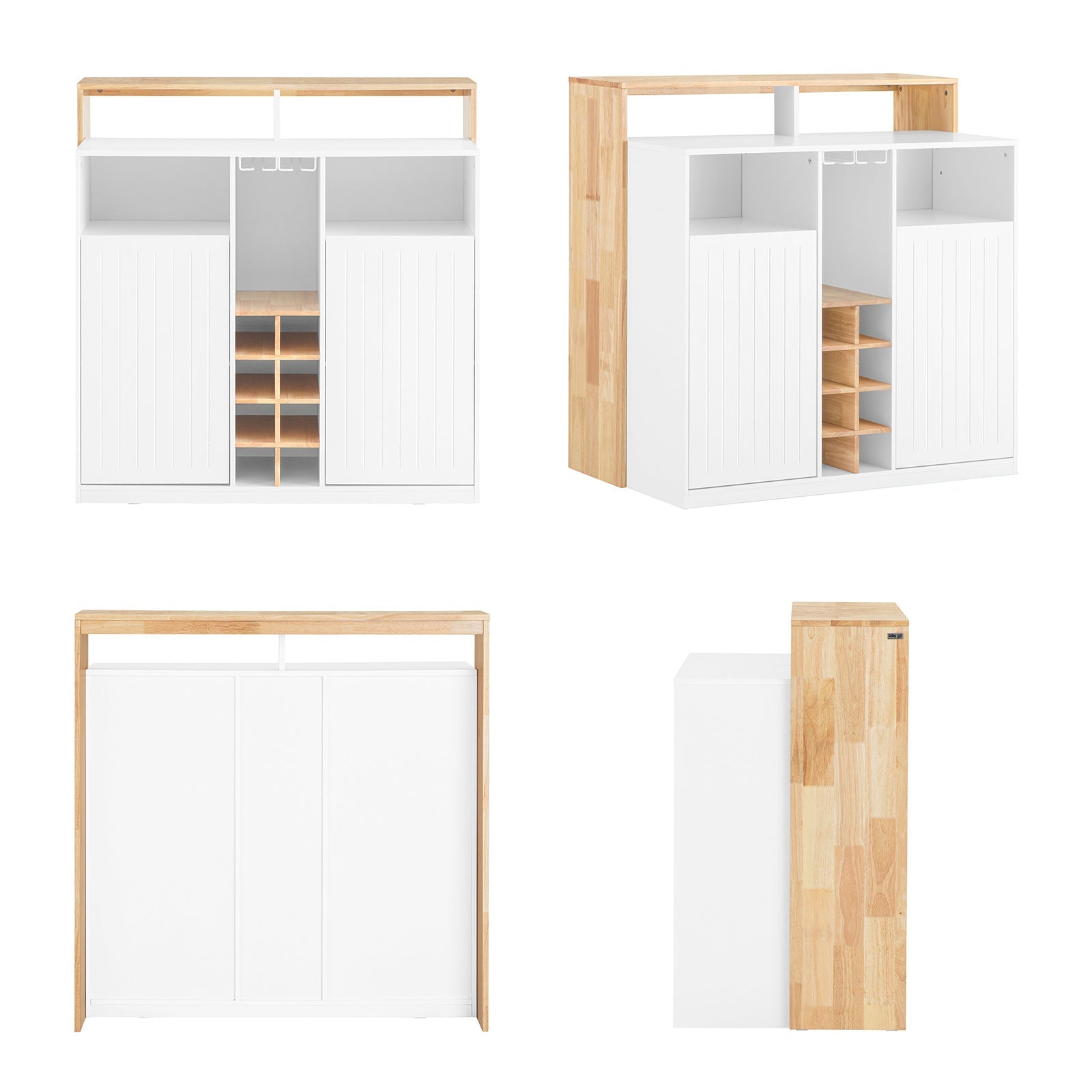 SoBuy | Isola da cucina | Credenza da cucina | Madia | Tavolo da bar | Tavolo da pranzo | Bianco-Natura | KNL07-WN