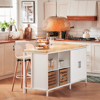 SoBuy | Isola da cucina | Credenza | Mobile da cucina | Cassettiera | Tavolo da bar | Bianco-Naturale | KNL09-WN