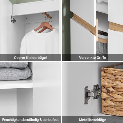 SoBuy | Kleiderschrank mit 2 Türen | Hochschrank | Aufbewahrungsschrank | Weiß | KSB01-W