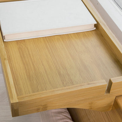 SoBuy | Organiseur de lit | avec gestion des câbles | Table de chevet bambou | NKD01-N
