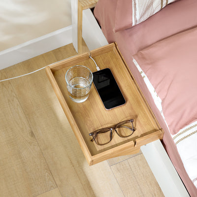 SoBuy | Table de chevet | avec gestion des câbles | Table de nuit en bambou | NKD01-N 