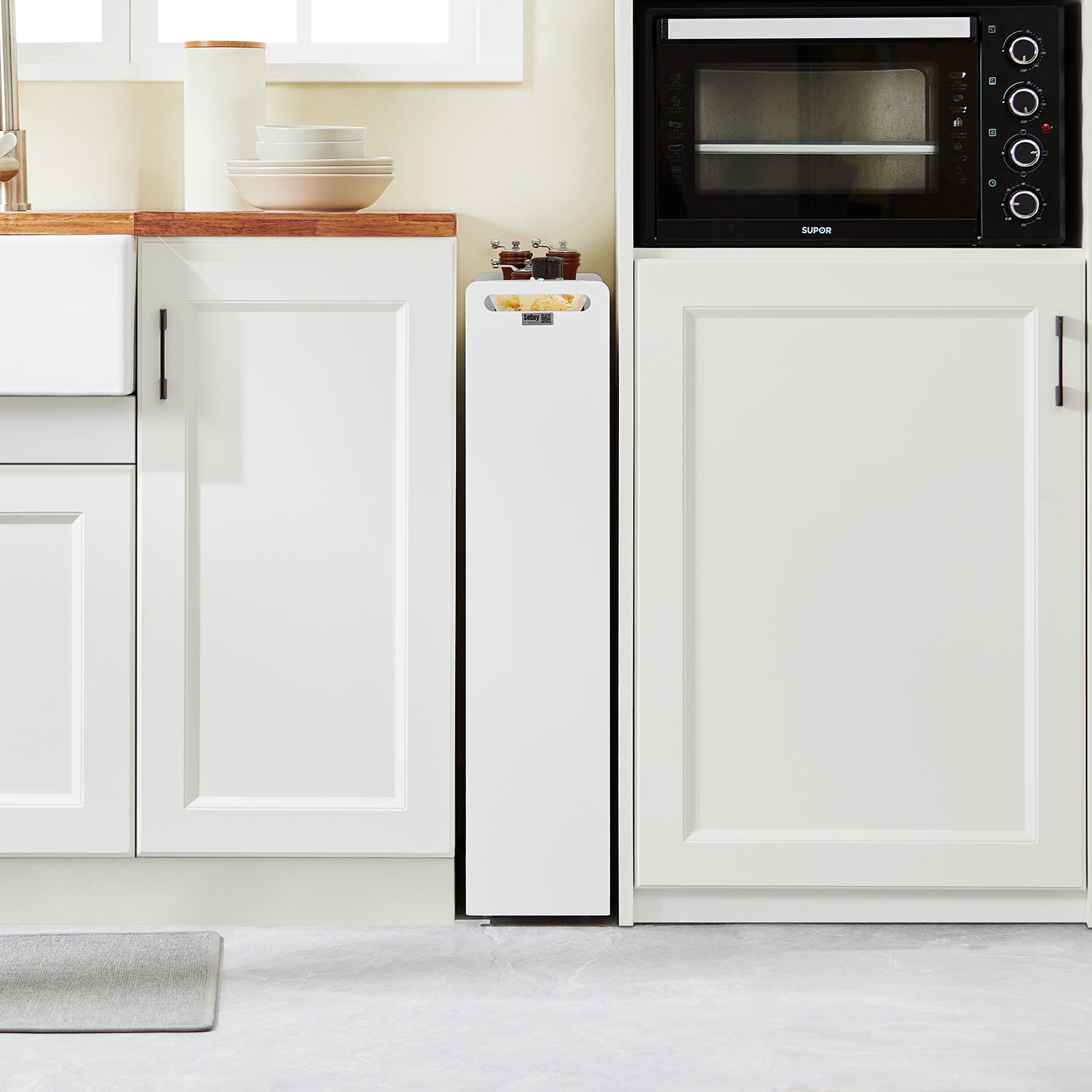 SoBuy | Nischenwagen 18cm breit | Badrollwagen | Küchenregal Weiß | NSR01-W