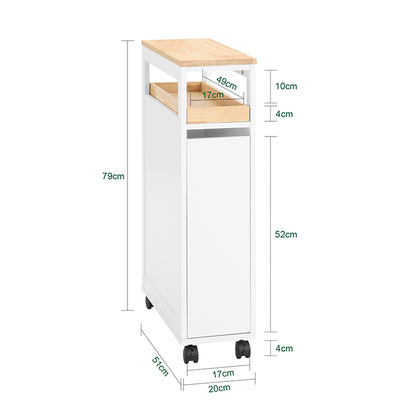 SoBuy | Étagère niche à 3 tiroirs | Étagère de cuisine étroite | Chariot niche | NSR11-WN