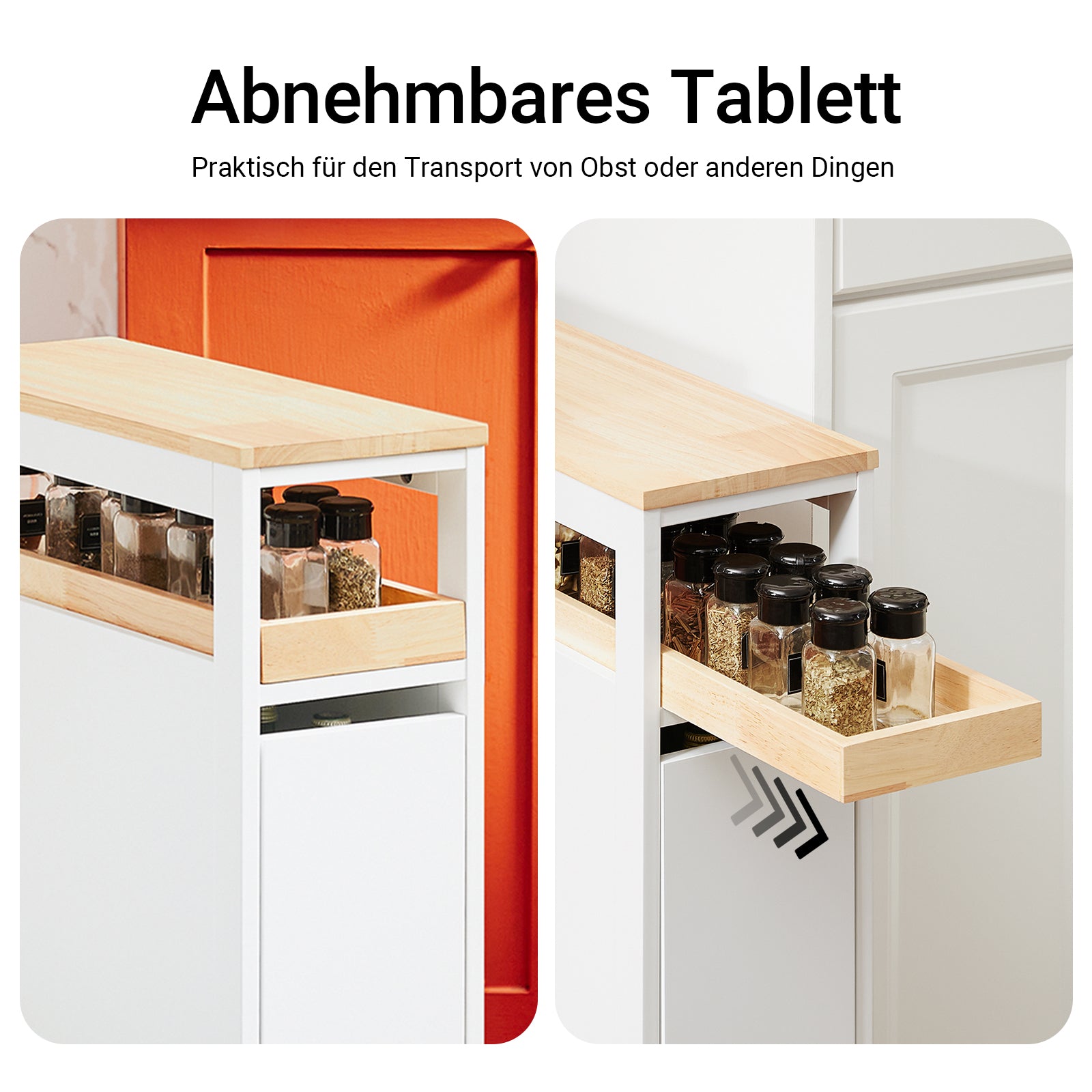 SoBuy | Étagère niche à 3 tiroirs | Étagère de cuisine étroite | Chariot niche | NSR11-WN