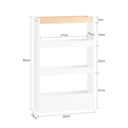 SoBuy | Nischenwagen 15cm breit | Badrollwagen | Küchenregal Weiß | NSR12-W