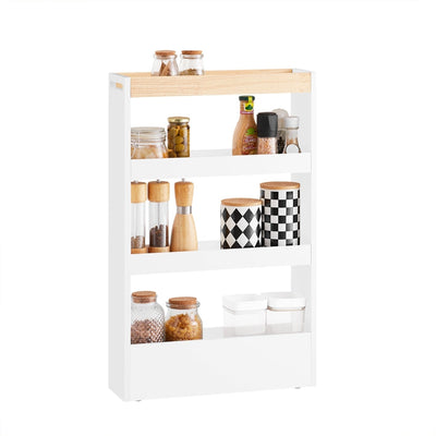 SoBuy | Carrello salvaspazio 15cm | Carrello da bagno | Carrello da cucina bianco | NSR12-W