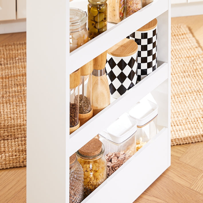 SoBuy | Carrello salvaspazio 15cm | Carrello da bagno | Carrello da cucina bianco | NSR12-W