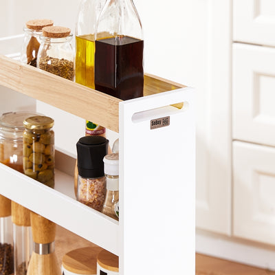 SoBuy | Chariot de rangement 15 cm de large | Chariot de salle de bain | Étagère de cuisine blanche | NSR12-W 