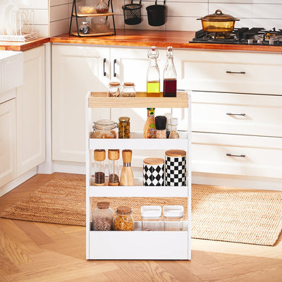 SoBuy | Carrello salvaspazio 15cm | Carrello da bagno | Carrello da cucina bianco | NSR12-W