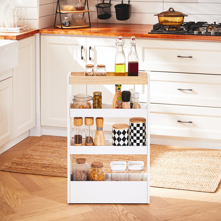 SoBuy | Carrello salvaspazio 15cm | Carrello da bagno | Carrello da cucina bianco | NSR12-W
