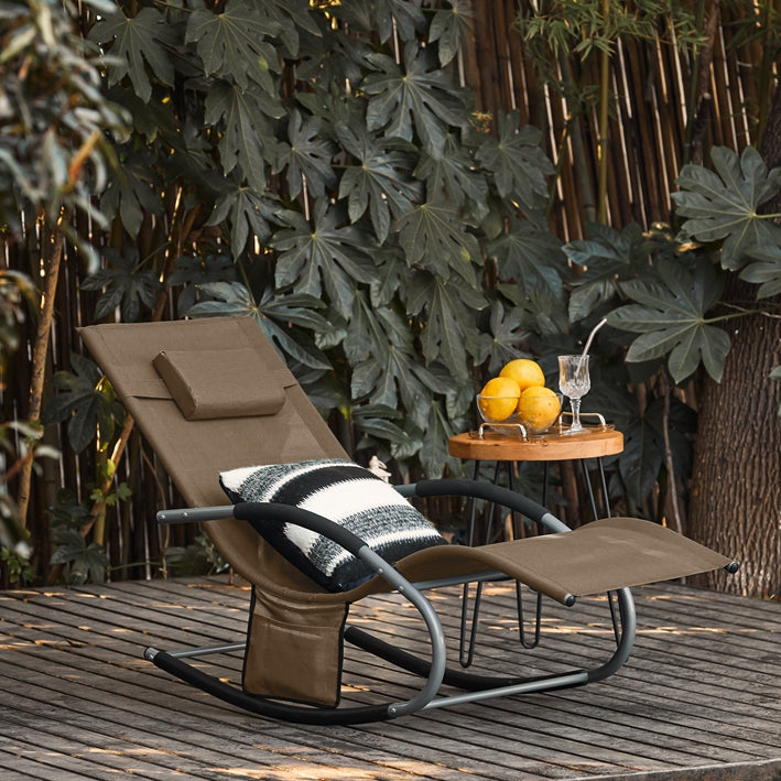 SoBuy Set da 2 sedie a sdraio per giardino, cortile, 63x87x150cm Marrone OGS28-BRx2