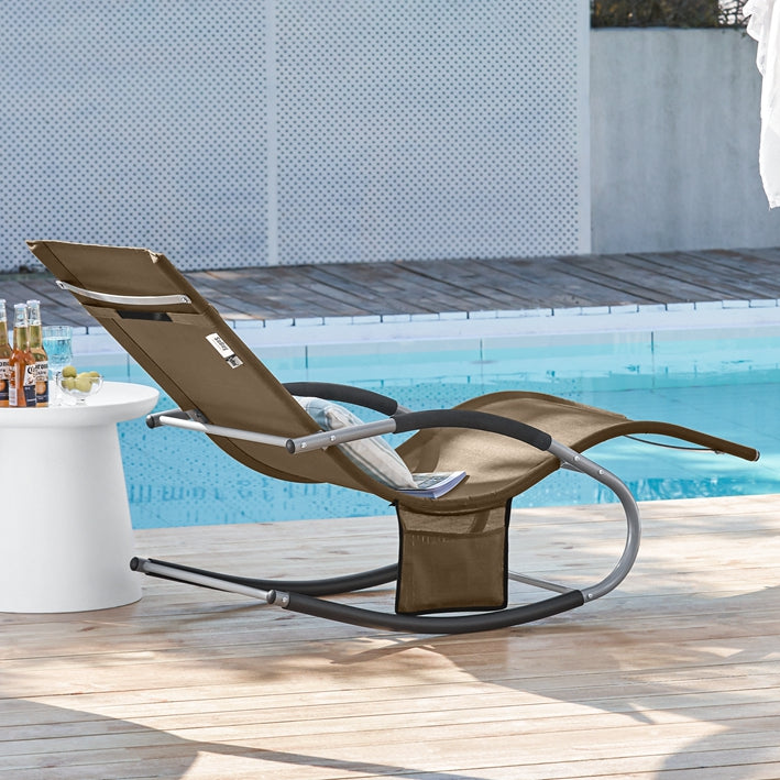 SoBuy Set da 2 sedie a sdraio per giardino, cortile, 63x87x150cm Marrone OGS28-BRx2