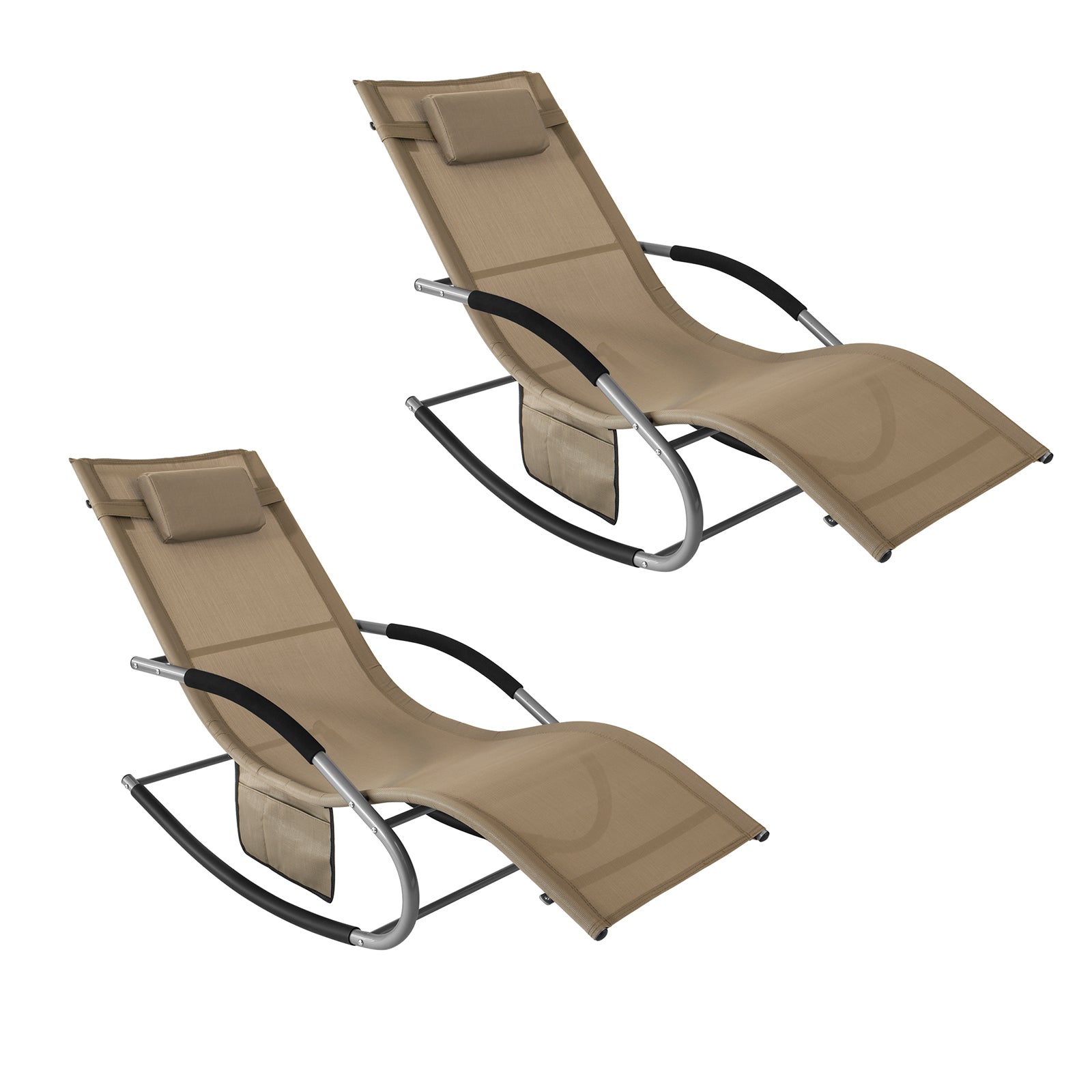 SoBuy Set da 2 sedie a sdraio per giardino, cortile, 63x87x150cm Marrone OGS28-BRx2