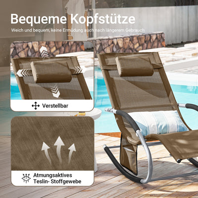 SoBuy Chaise longue bain de soleil 2 places transat pour jardins, cours 63x87x150cm Marron OGS28-BRx2