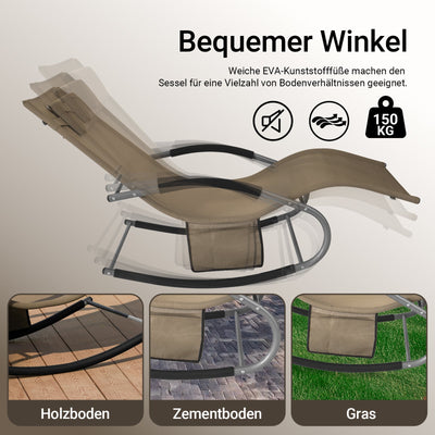 SoBuy Chaise longue bain de soleil 2 places transat pour jardins, cours 63x87x150cm Marron OGS28-BRx2
