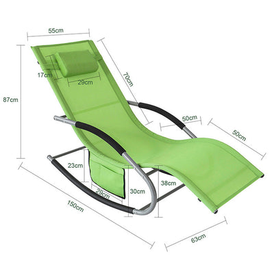 SoBuy Set 2 sedie a sdraio per giardini, cortili 63x87x150cm Verde OGS28-GRx2
