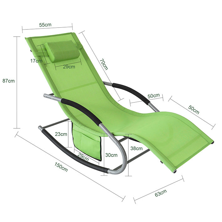 SoBuy Sdraio a dondolo per giardino, cortile 63x87x150cm Verde OGS28-GR