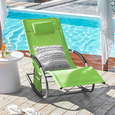 SoBuy Set 2 sedie a sdraio per giardini, cortili 63x87x150cm Verde OGS28-GRx2