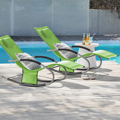 SoBuy Set 2 sedie a sdraio per giardini, cortili 63x87x150cm Verde OGS28-GRx2