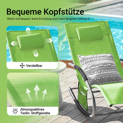 SoBuy Set 2 sedie a sdraio per giardini, cortili 63x87x150cm Verde OGS28-GRx2