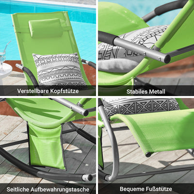 SoBuy Set 2 sedie a sdraio per giardini, cortili 63x87x150cm Verde OGS28-GRx2