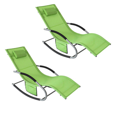 SoBuy Set 2 sedie a sdraio per giardini, cortili 63x87x150cm Verde OGS28-GRx2