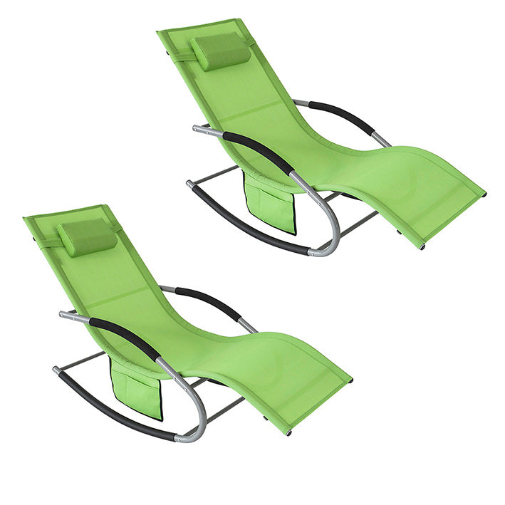 SoBuy Set 2 sedie a sdraio per giardini, cortili 63x87x150cm Verde OGS28-GRx2