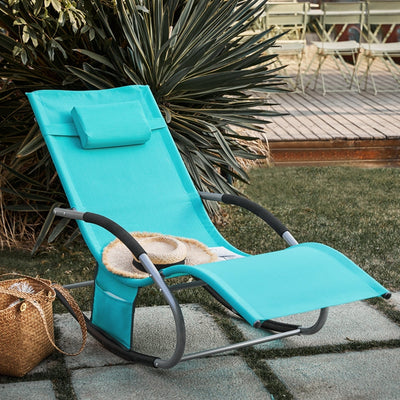 SoBuy Lettino prendisole set da 2, sedia a sdraio per giardini, cortili 63x87x150cm turchese OGS28-HBx2