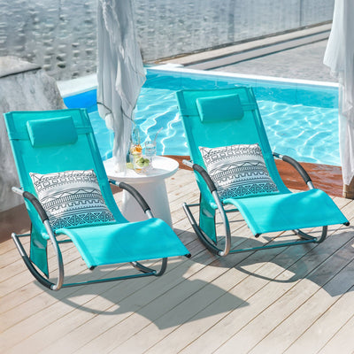 SoBuy Lettino prendisole set da 2, sedia a sdraio per giardini, cortili 63x87x150cm turchese OGS28-HBx2