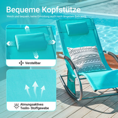SoBuy Lettino prendisole set da 2, sedia a sdraio per giardini, cortili 63x87x150cm turchese OGS28-HBx2