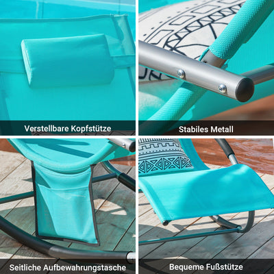 SoBuy Lettino prendisole set da 2, sedia a sdraio per giardini, cortili 63x87x150cm turchese OGS28-HBx2