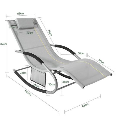 SoBuy Chaise longue à bascule pour jardins, terrasses 63x87x150cm Gris OGS28-HG